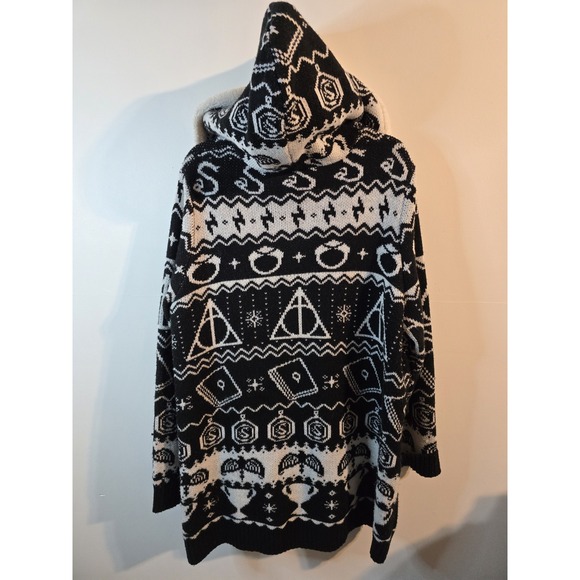 Harry Potter Horcrux Sherpa Cardigan Black & White 3X READ - Picture 8 of 8